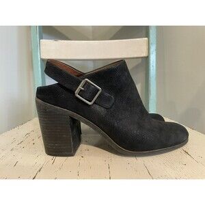 Lucky Brand Black Suede Machiko Slip On Booties Clogs Block Heel 10 M‎ SEE DESC